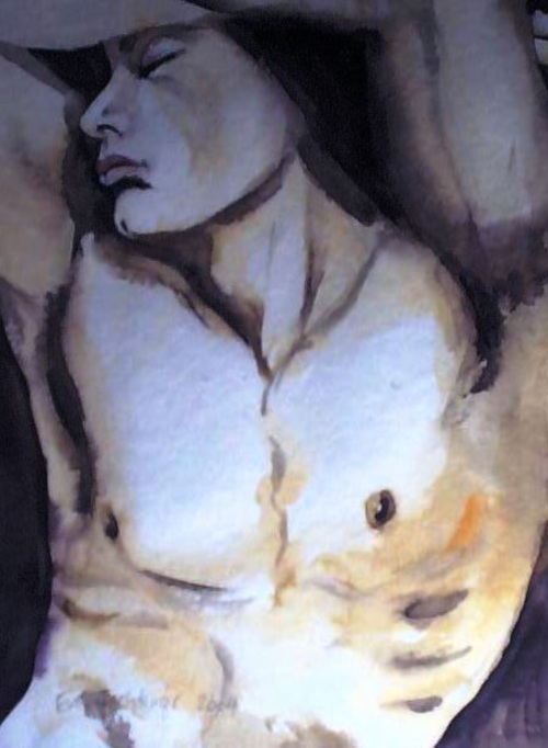 102030 mnnl. Akt 40x50 Aquarell