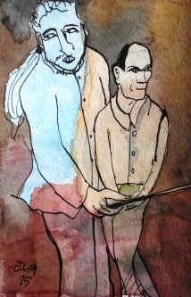 Bewegungsskizze 2, 2012, Mischtechnik auf Transparentpapierrolle 30 x 90 cm Bewegungsskizze 2